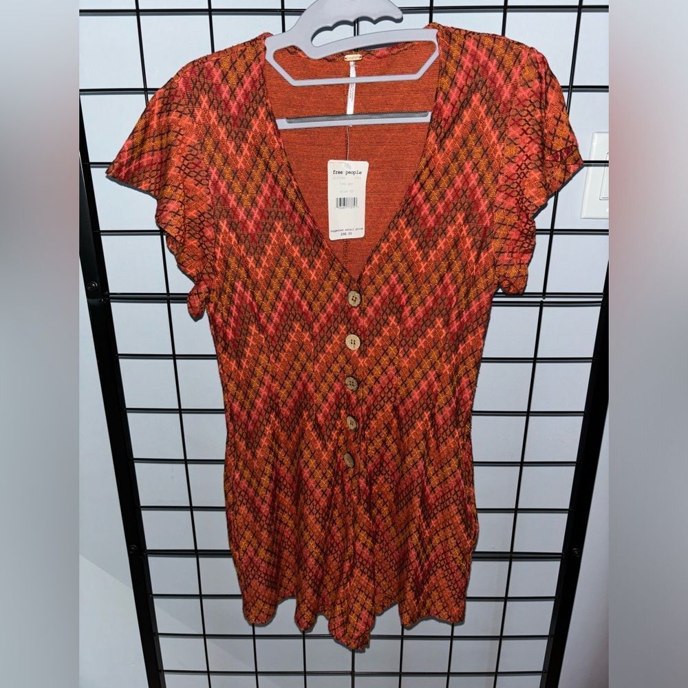 Free People Phoenix Playsuit Romper with Geometric Pattern NWT